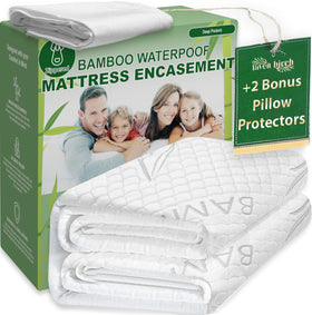 Laven Birch bamboo-rayon mattress protector with zipper for full coverage and cooling comfort.