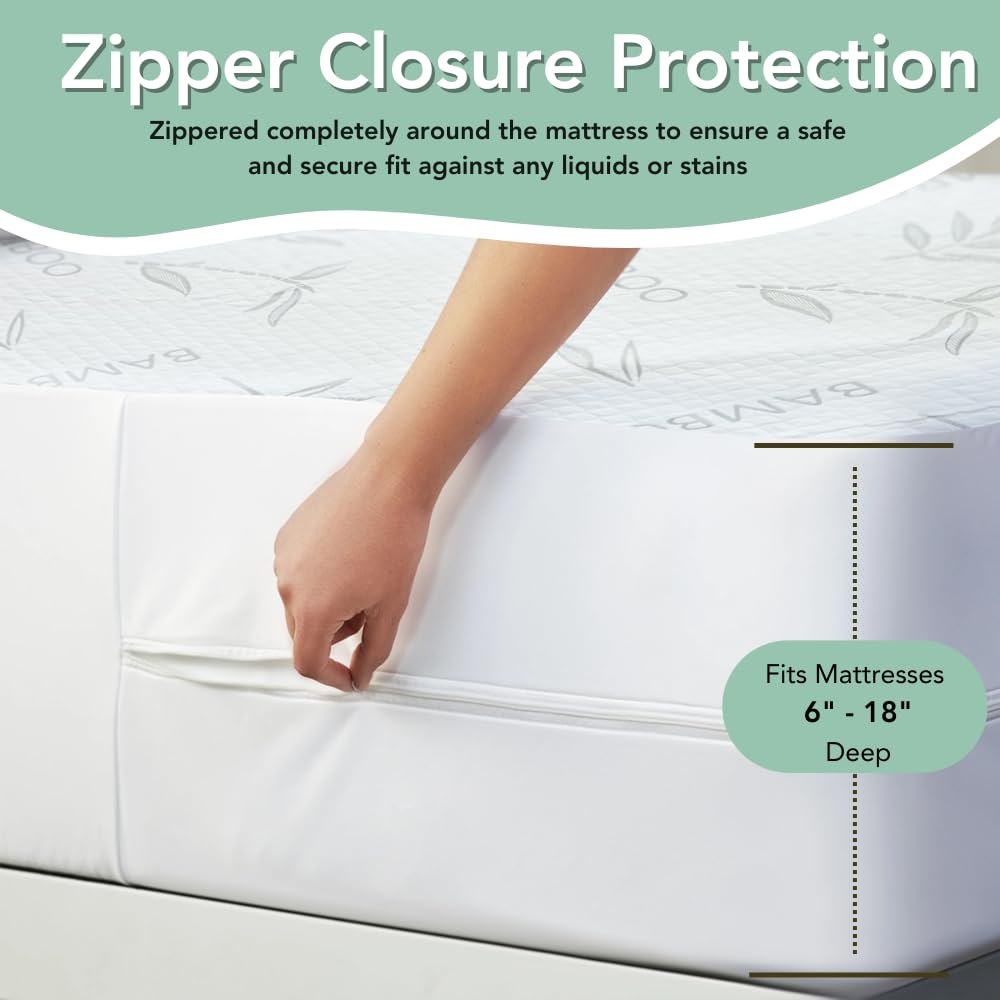 Laven Birch waterproof mattress protector protecting against spills and moisture while sleeping.