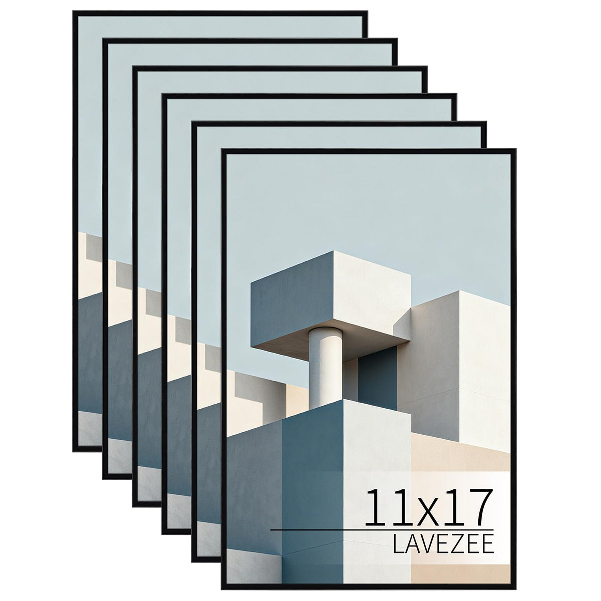 Lavezee 11x17 poster frame bundle with six slim, lightweight frames for wall displays