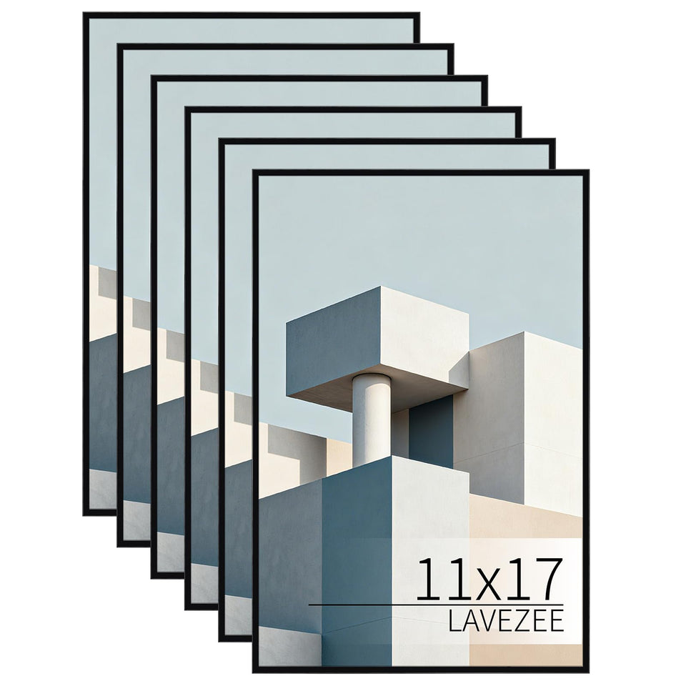 Lavezee 11x17 poster frame bundle with six slim, lightweight frames for wall displays