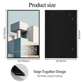 Lavezee 18x24 black frame side view, slim border for modern decor.