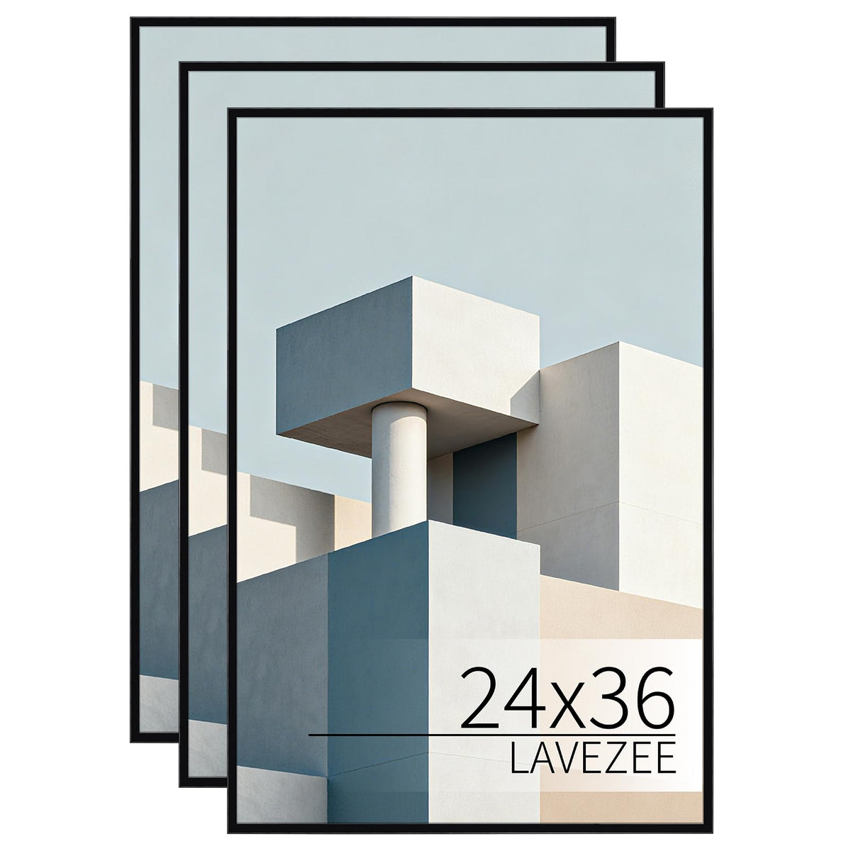 Lavezee 24x36 black wall-mount frame on wall for easy display.