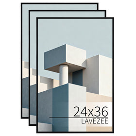 Lavezee 24x36 black wall-mount frame on wall for easy display.