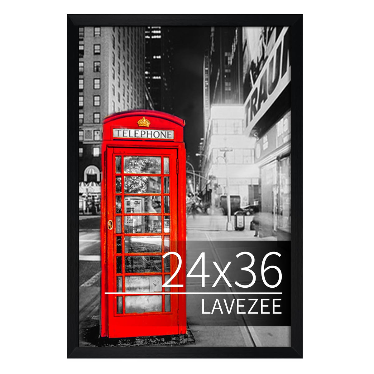 Lavezee 24x36 poster frame in black closeup highlights durable metal construction for lasting display