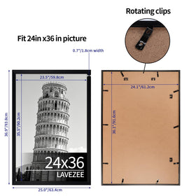 Lavezee easy-open tabs on the back simplify loading 24x36 photos