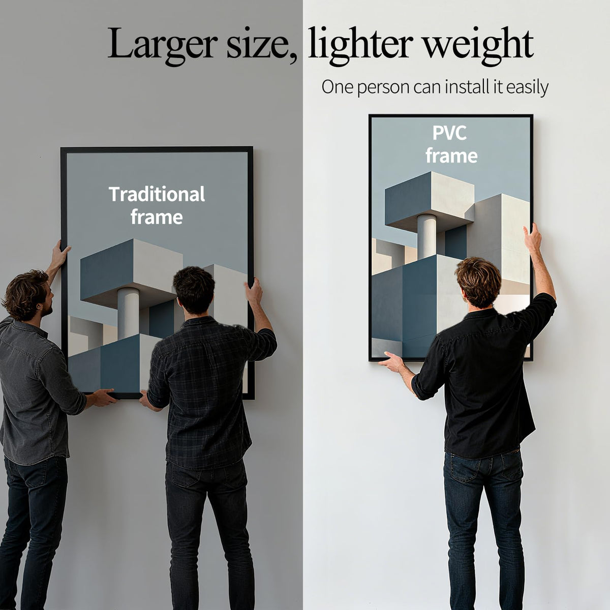 Lavezee black 24x36 poster frame with sleek profile.