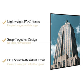 Lavezee 24x36 poster frame close-up shows HD PET cover.