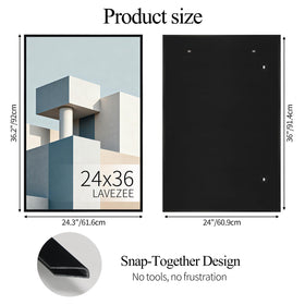 Lavezee 24x36 poster frame set arranged cohesively across walls.