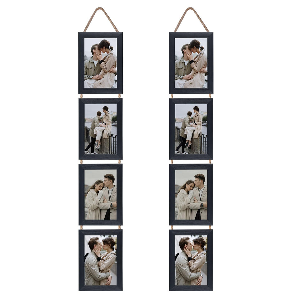 Lavezee 4x6 black hanging frame with eight openings for a vertical wall display