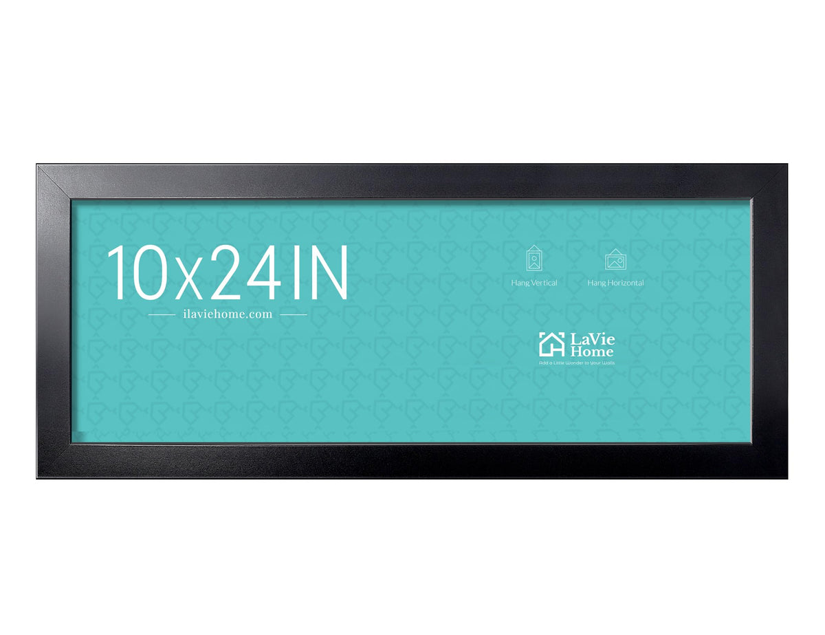 LaVie Home 10x24 frame front view in black with minimalist silhouette for panoramic posters
