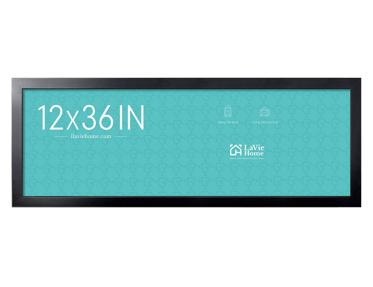 LaVie Home 12x36 black panoramic frame front view for posters and displays