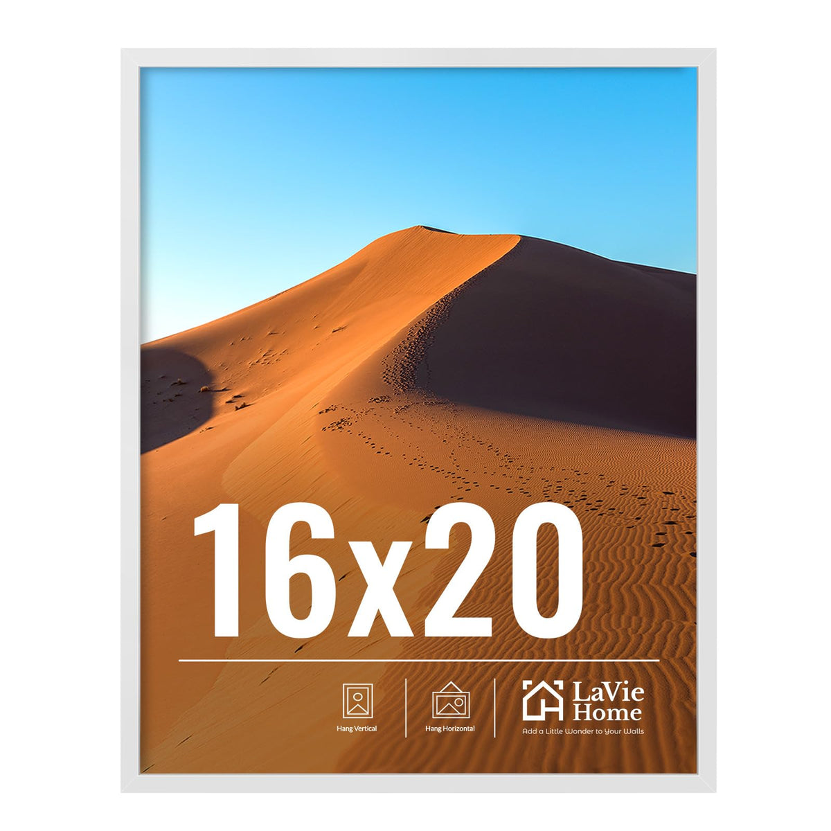 LaVie Home 16x20 white frame for wall display enhances photo presentation.