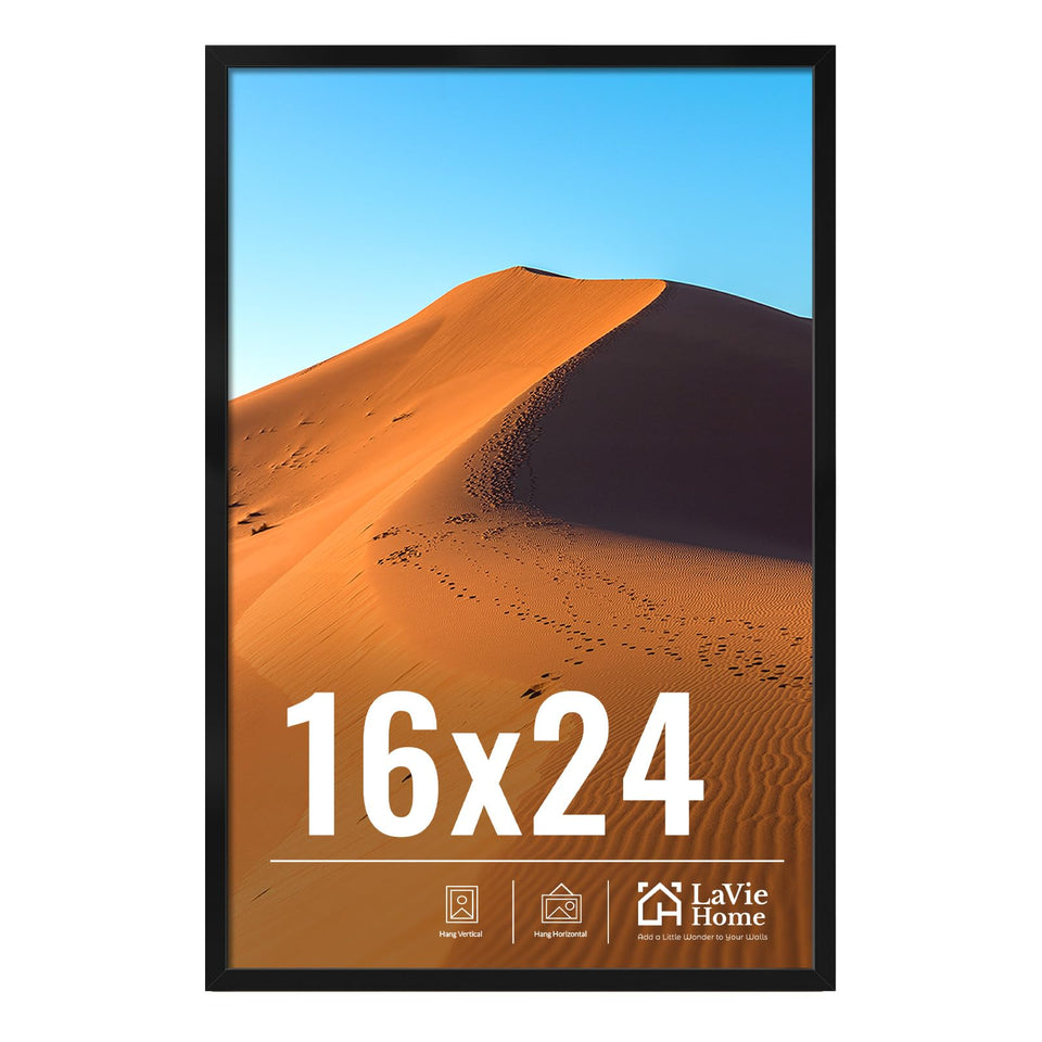 LaVie Home 16x24 picture frame front view shows a sleek black frame for wall display.