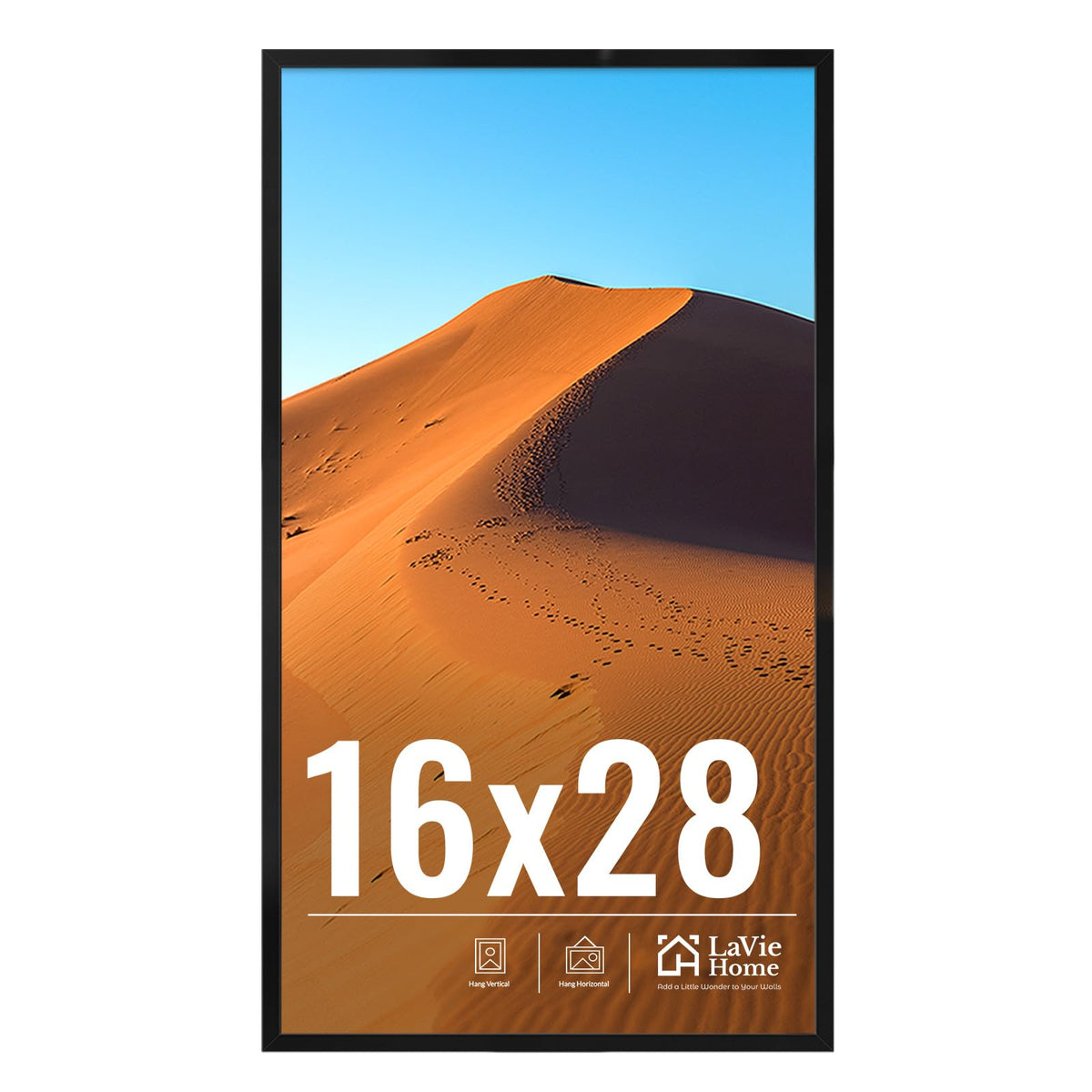 LaVie Home 16x28 frame mounted on wall for an elegant photo display