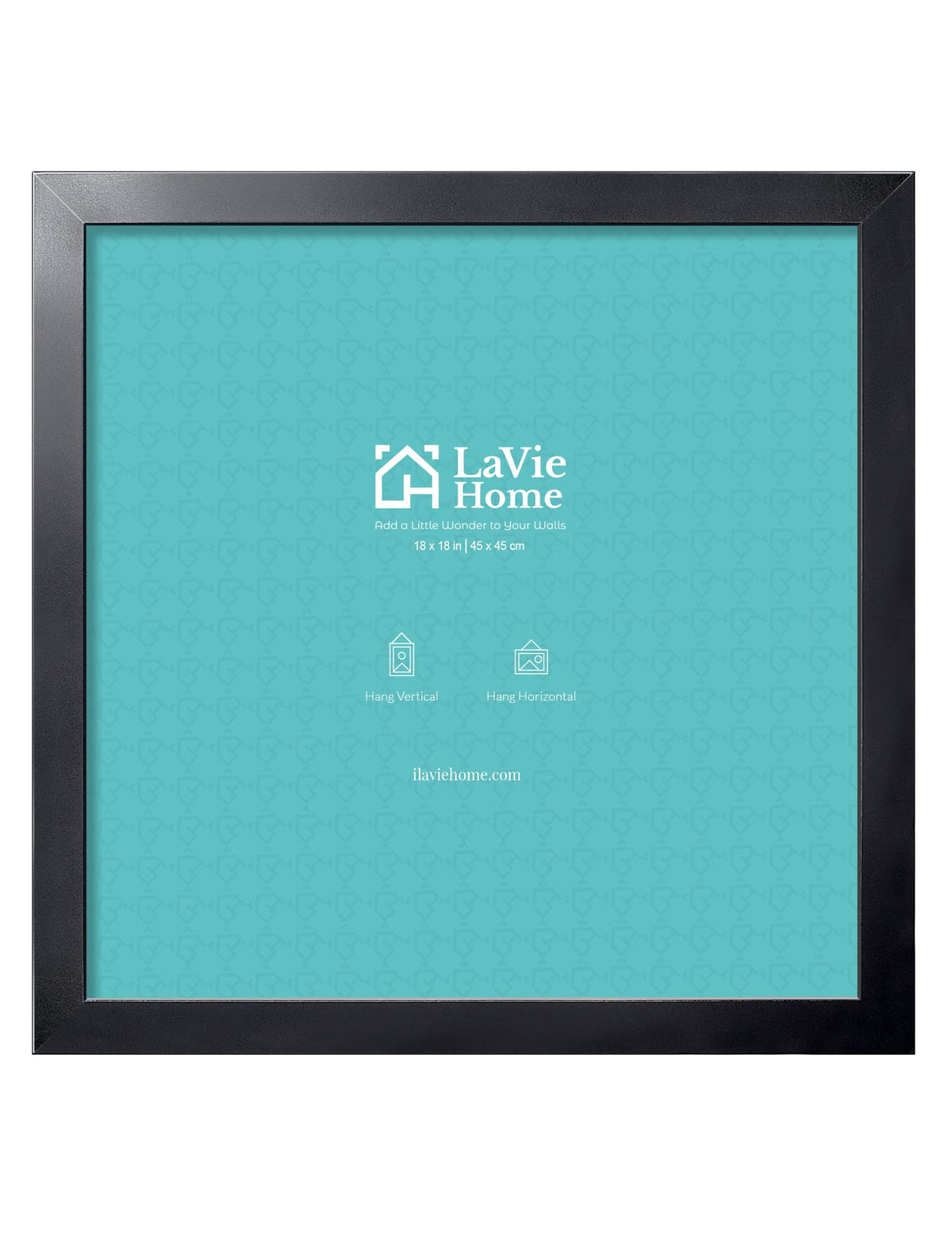 LaVie Home 18x18 frame front view emphasizes bold molding for gallery-worthy displays.