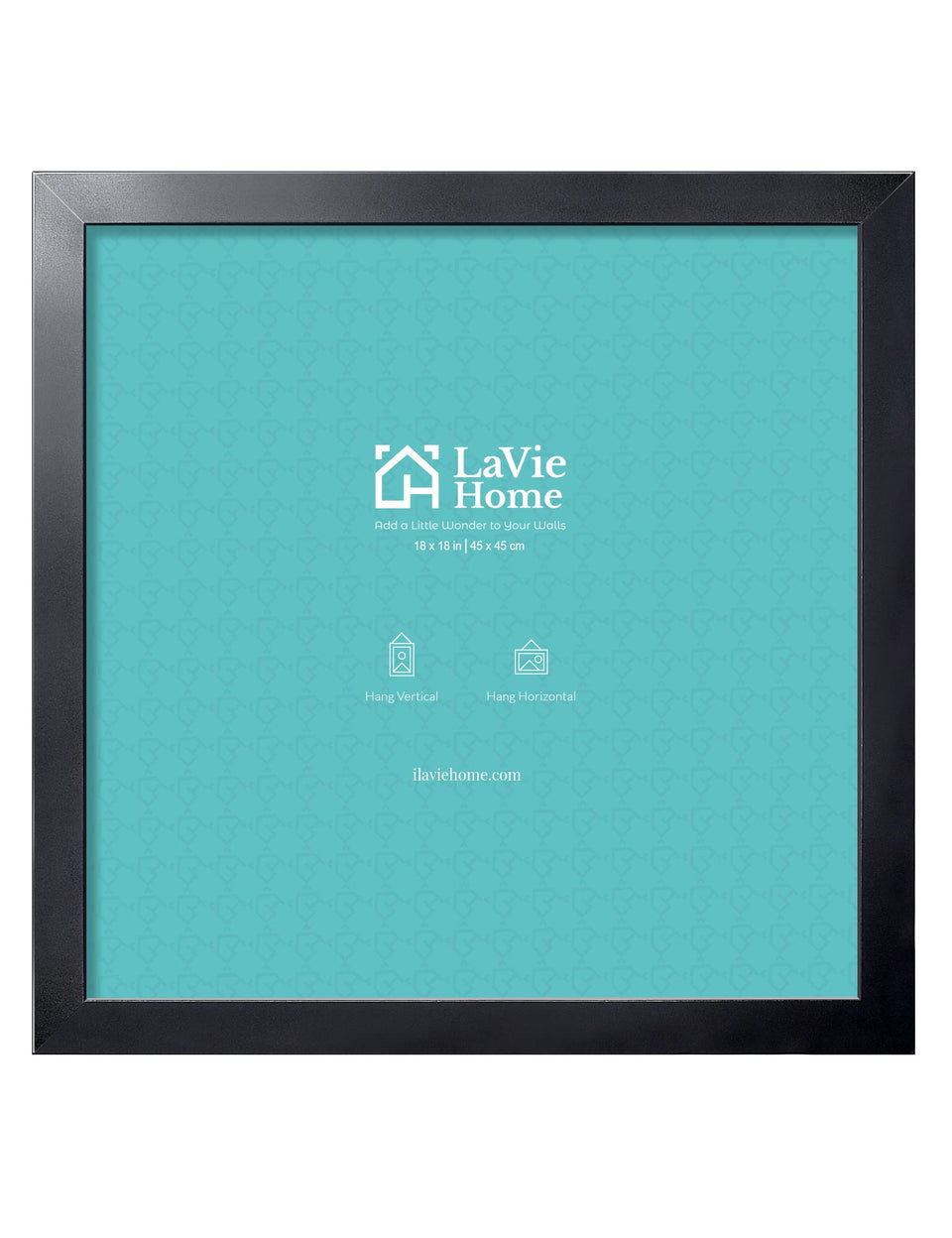 LaVie Home 18x18 frame front view emphasizes bold molding for gallery-worthy displays.