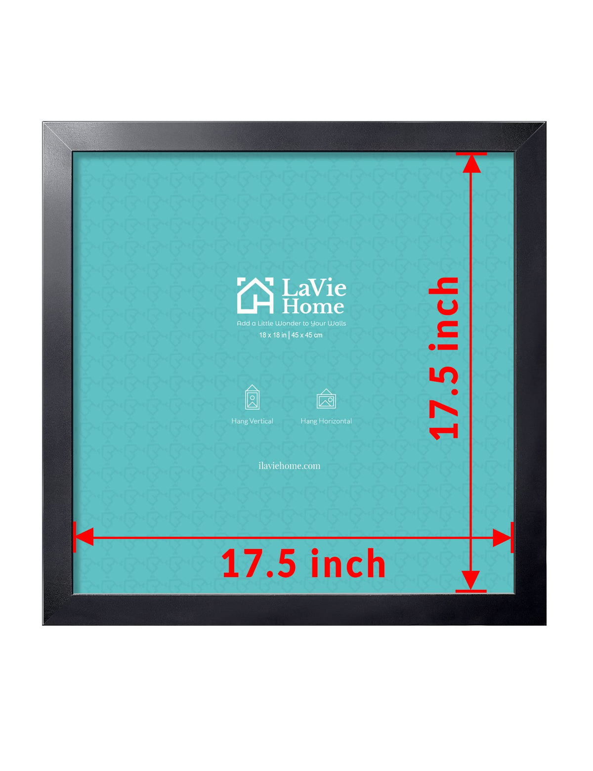 LaVie Home 18x18 frame side profile shows slim depth for sleek wall integration.