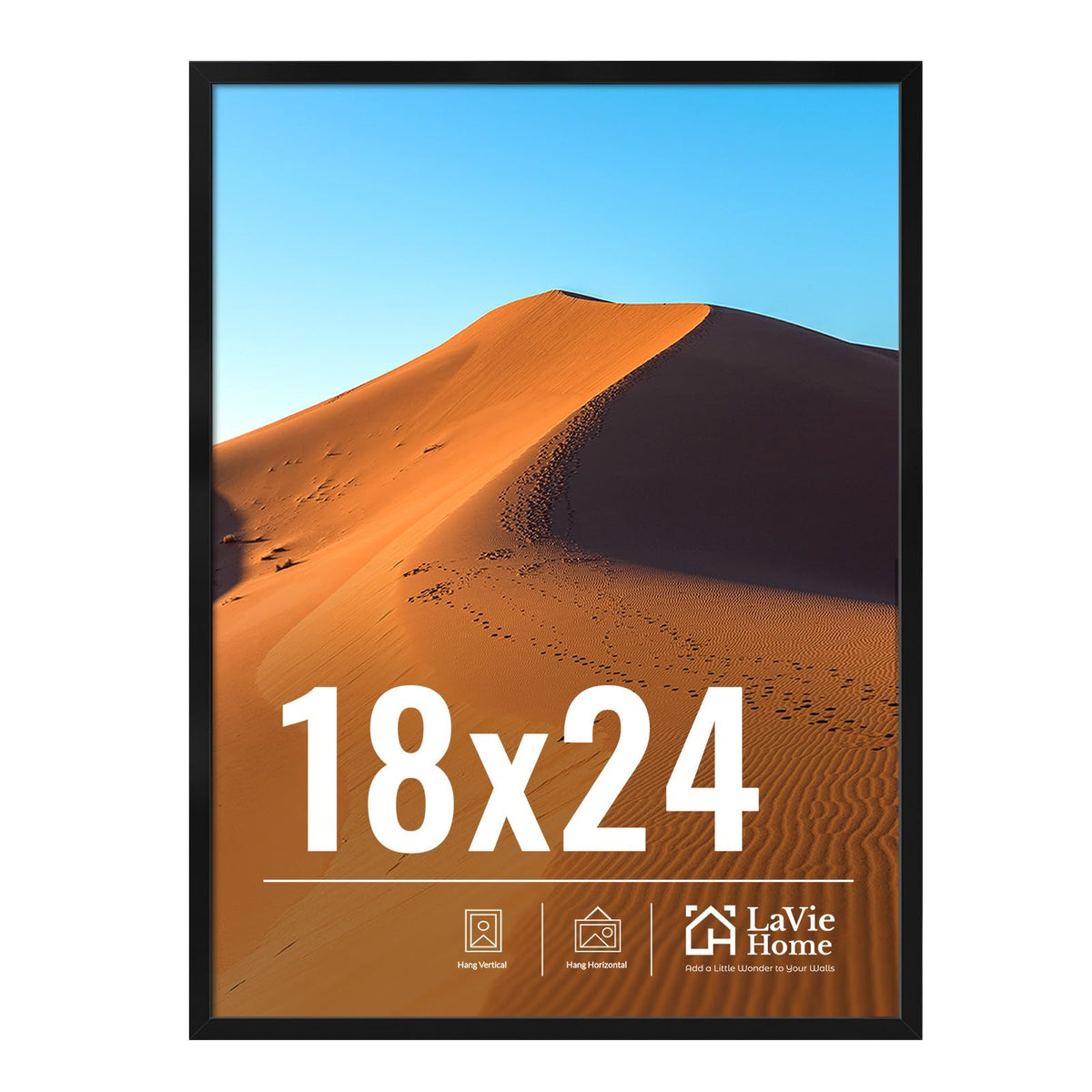 LaVie Home 18x24 frame wall display angled view showing versatile mounting