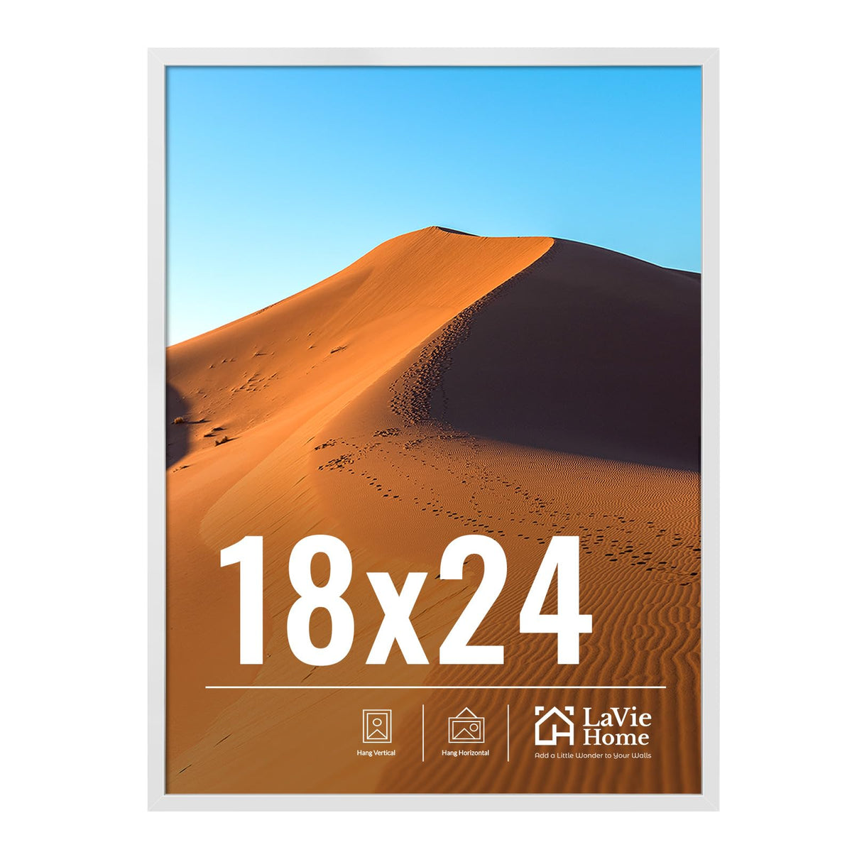 LaVie Home 18x24 frame wall-mount with HD plexiglass for safe, stylish wall decor.