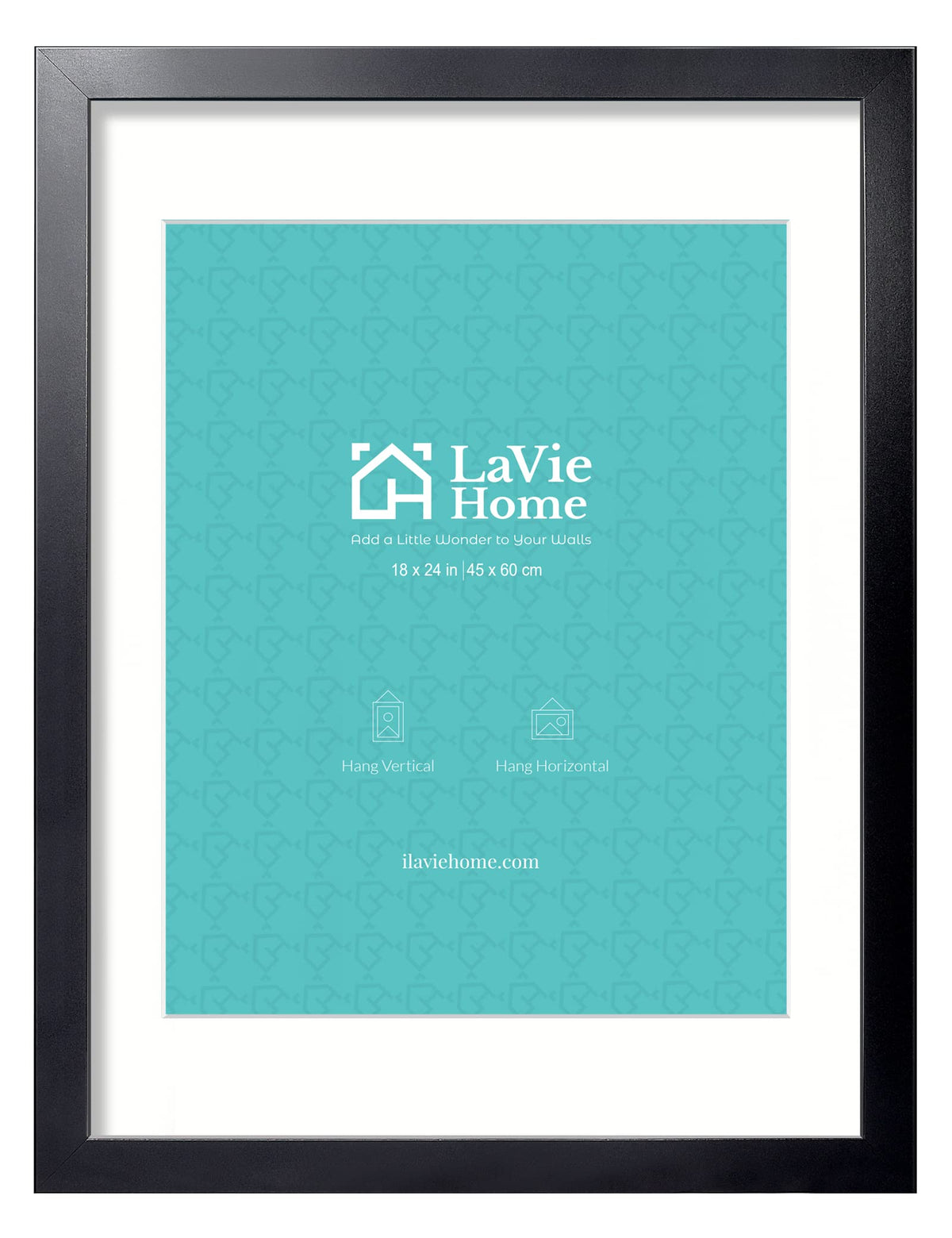 LaVie Home 18x24 black poster frame front view with thick molding for gallery-ready display.