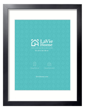 LaVie Home 18x24 black poster frame front view with thick molding for gallery-ready display.