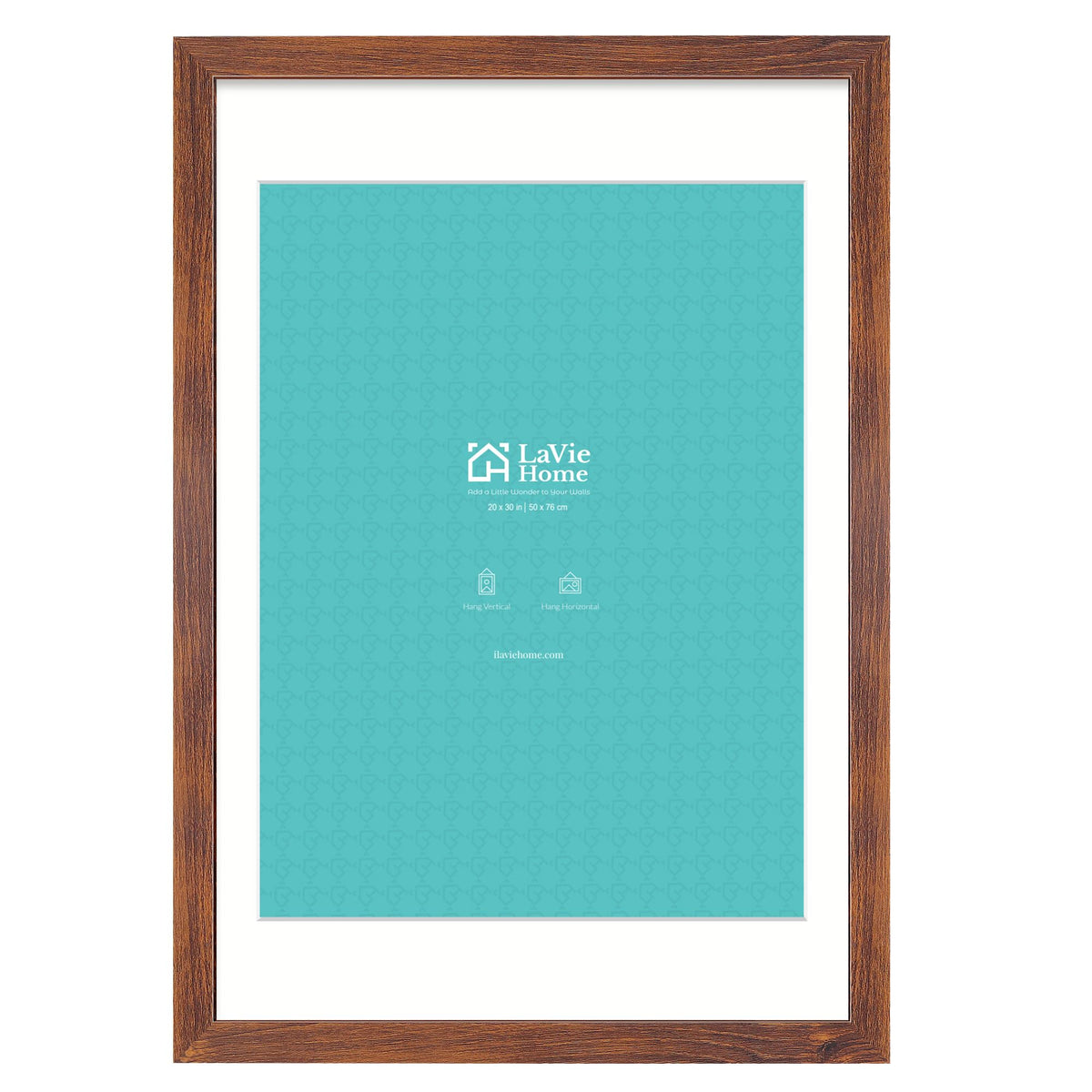 LaVie Home 20x30 brown frame front view showcases memories with secure display
