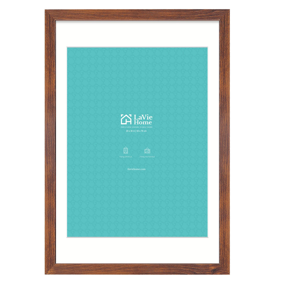 LaVie Home 20x30 brown frame front view showcases memories with secure display