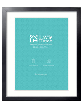 LaVie Home 22x28 black poster frame front view highlights durable MDF framing for long lasting display.