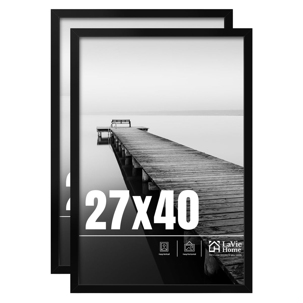 Lavie Home 27x40 frame with HD plexiglass for safe, dust-free photo display.