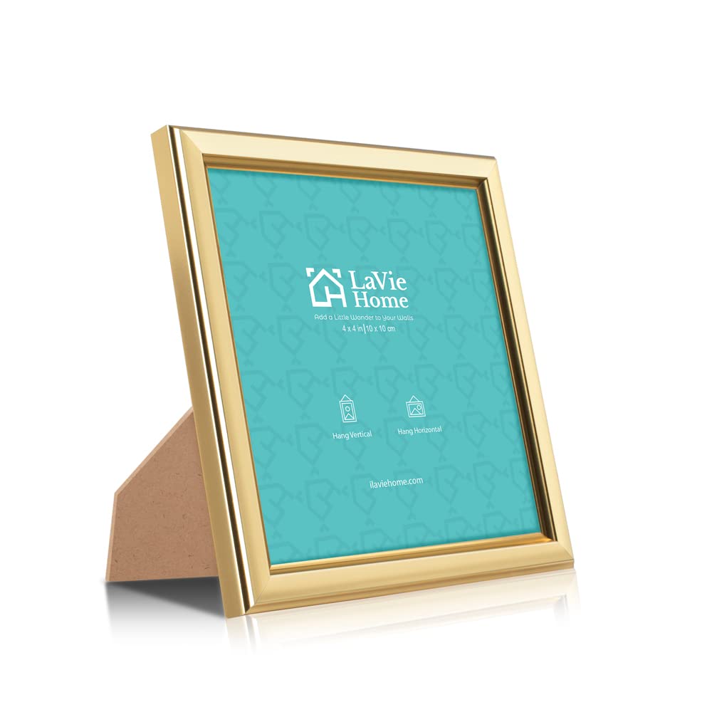 LaVie Home 4x4 gold frame on table top display for desk or shelf