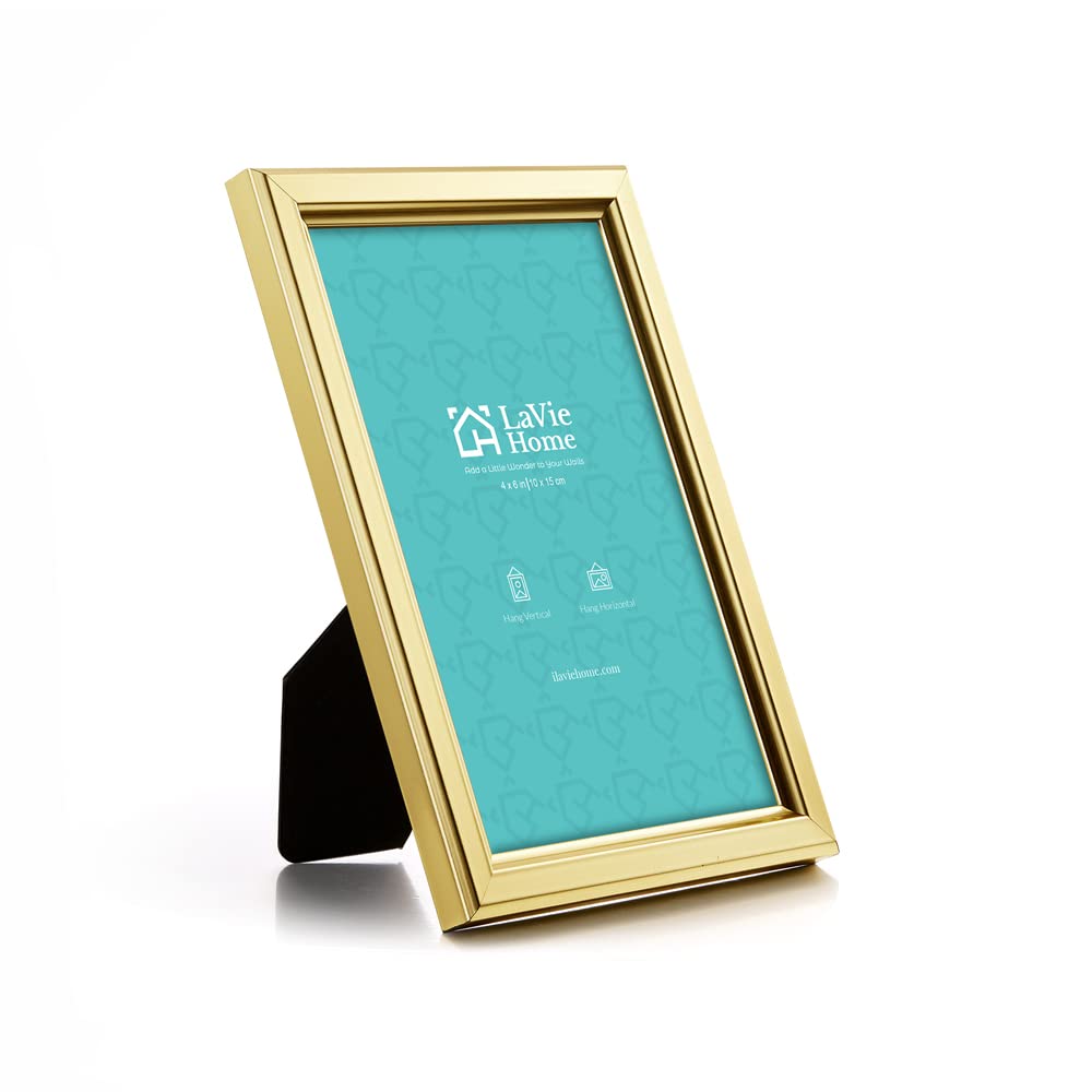 LaVie Home 4x6 gold frame with high-definition glass protects memories.