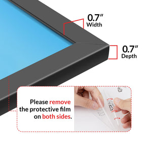 LaVie Home 8x24 frame side view, highlighting safe, durable plexiglass for display.