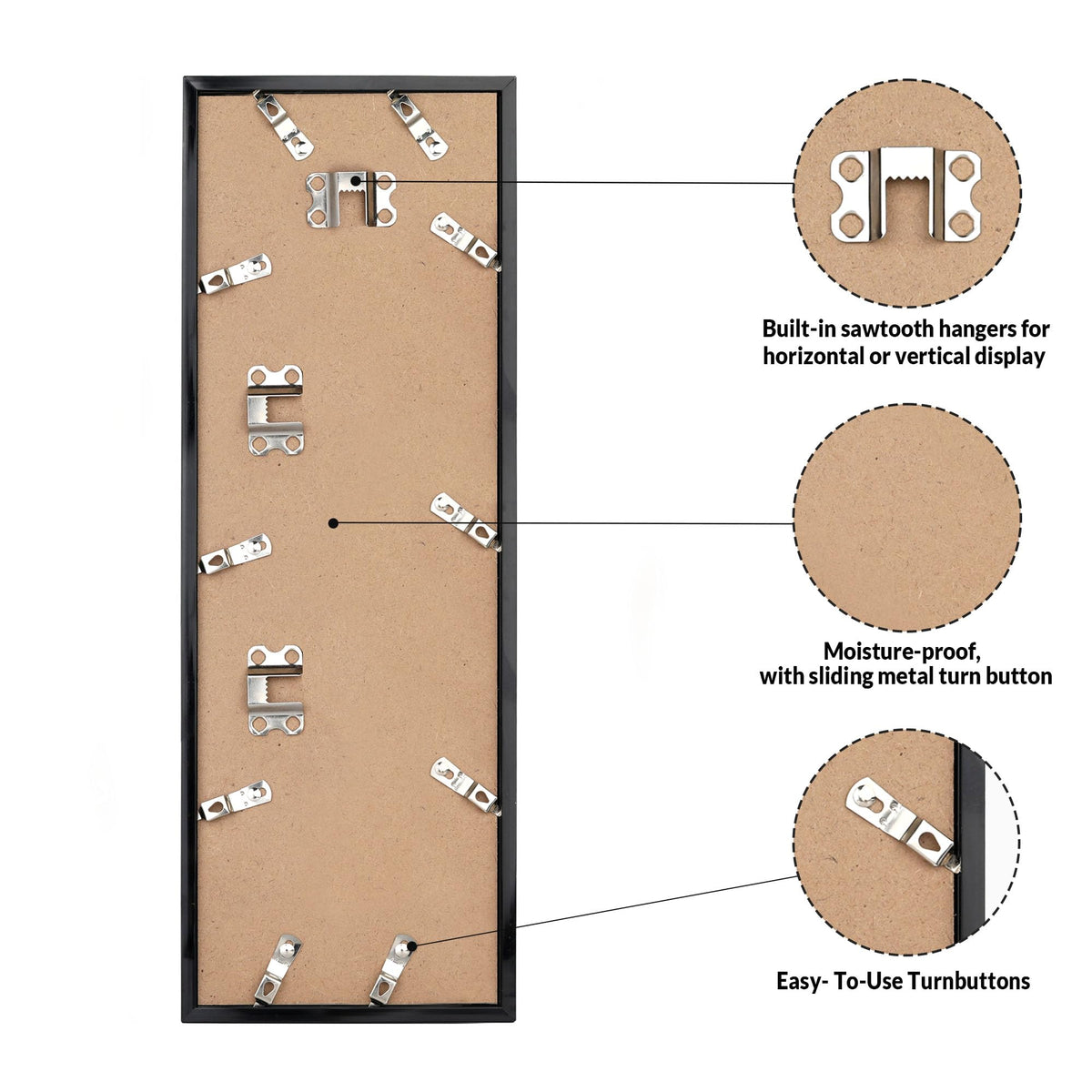LaVie Home frame can hang vertically or horizontally for versatile layouts.