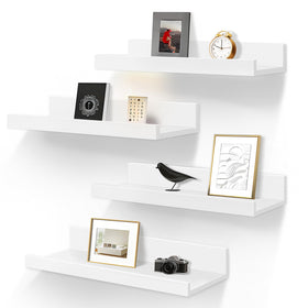 LaVie Home 4-pack floating shelves mounted on wall for organized display.