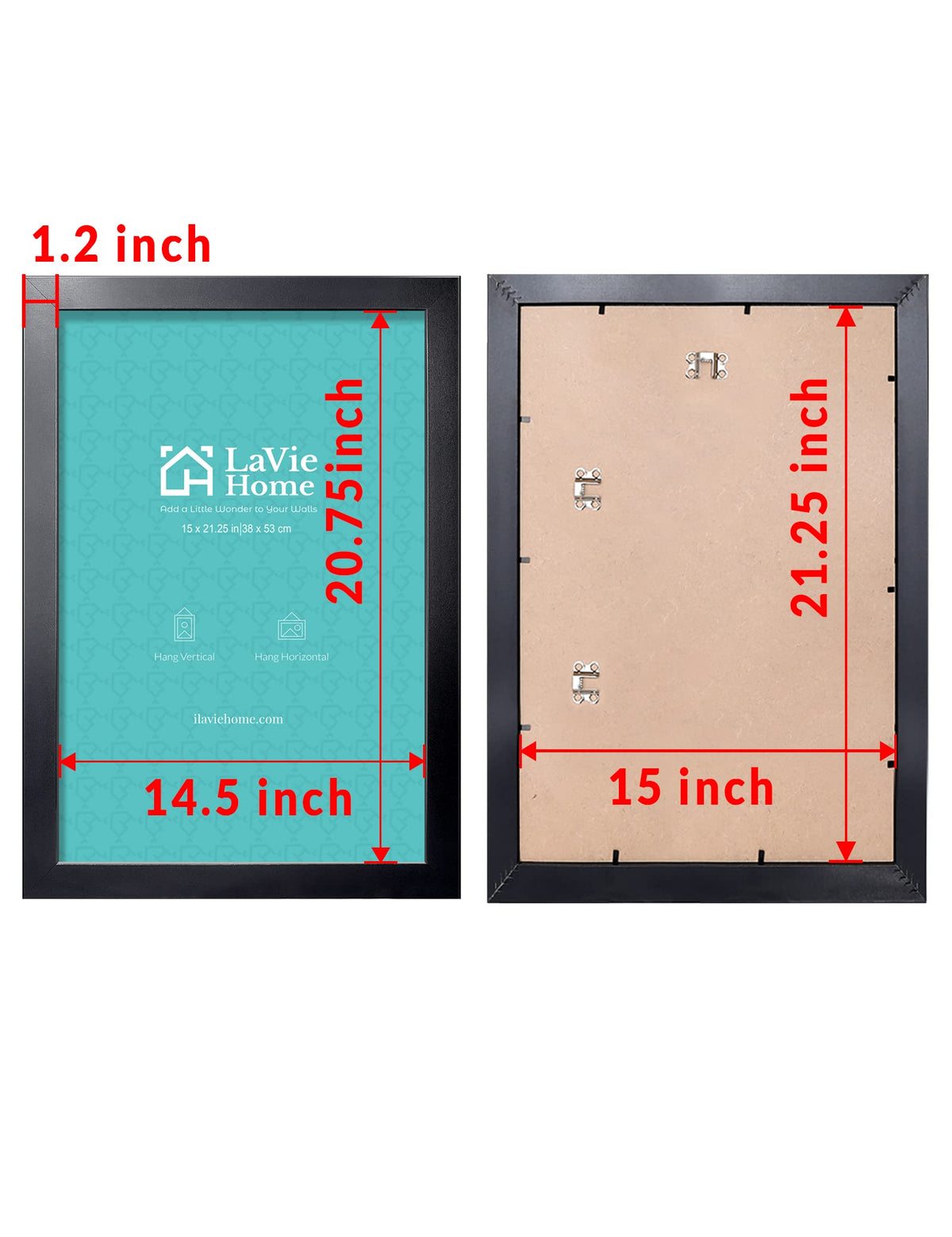LaVie Home frame back shows portrait or landscape orientation options.