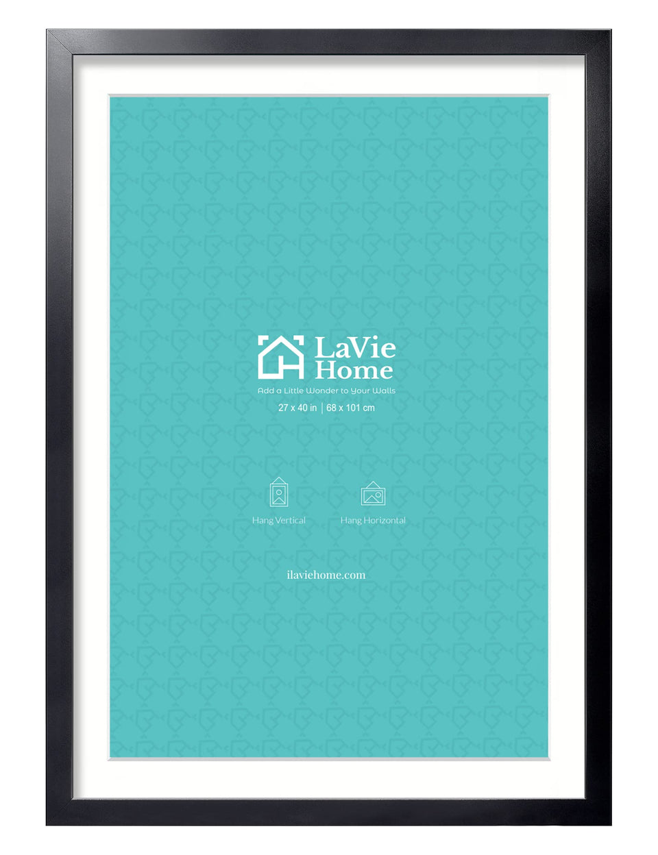 LaVie Home black poster frame front view with polished plexiglass for clear display.