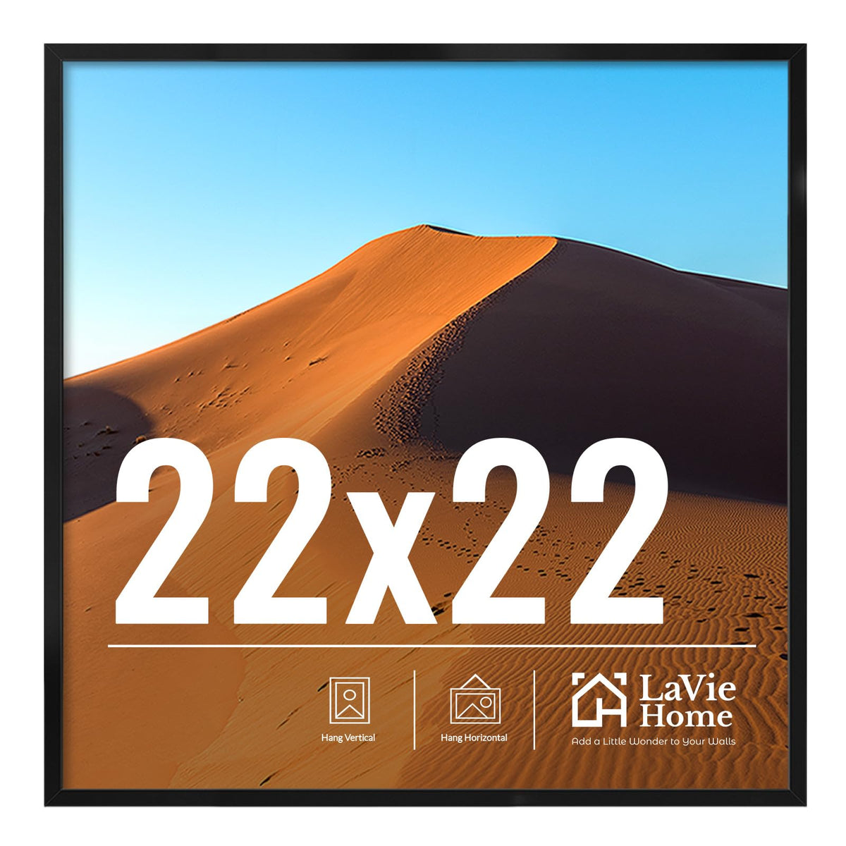 LaVie Home 22x22 frame black front view for elegant wall display