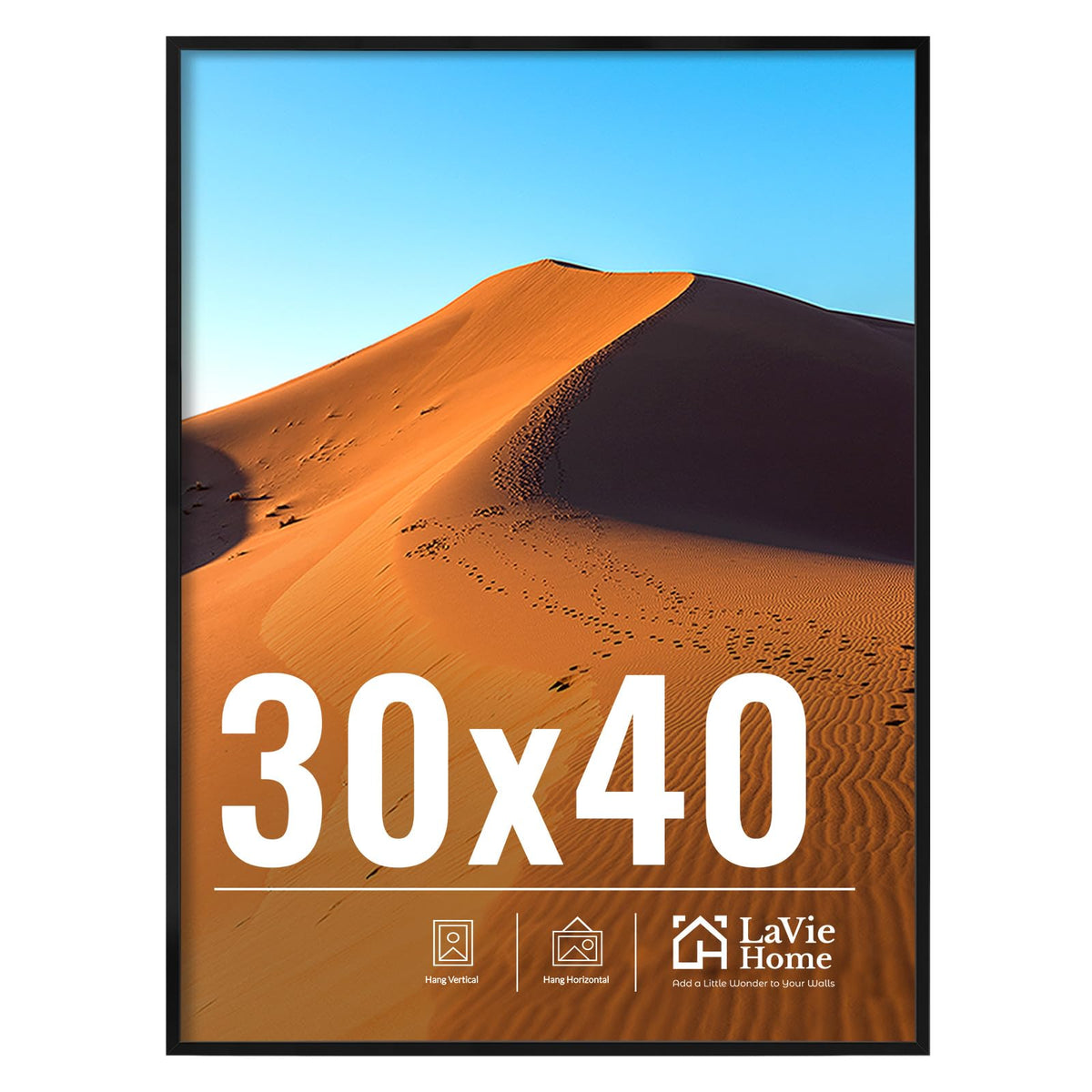 LaVie Home 30x40 picture frame with plexiglass for crystal-clear wall viewing