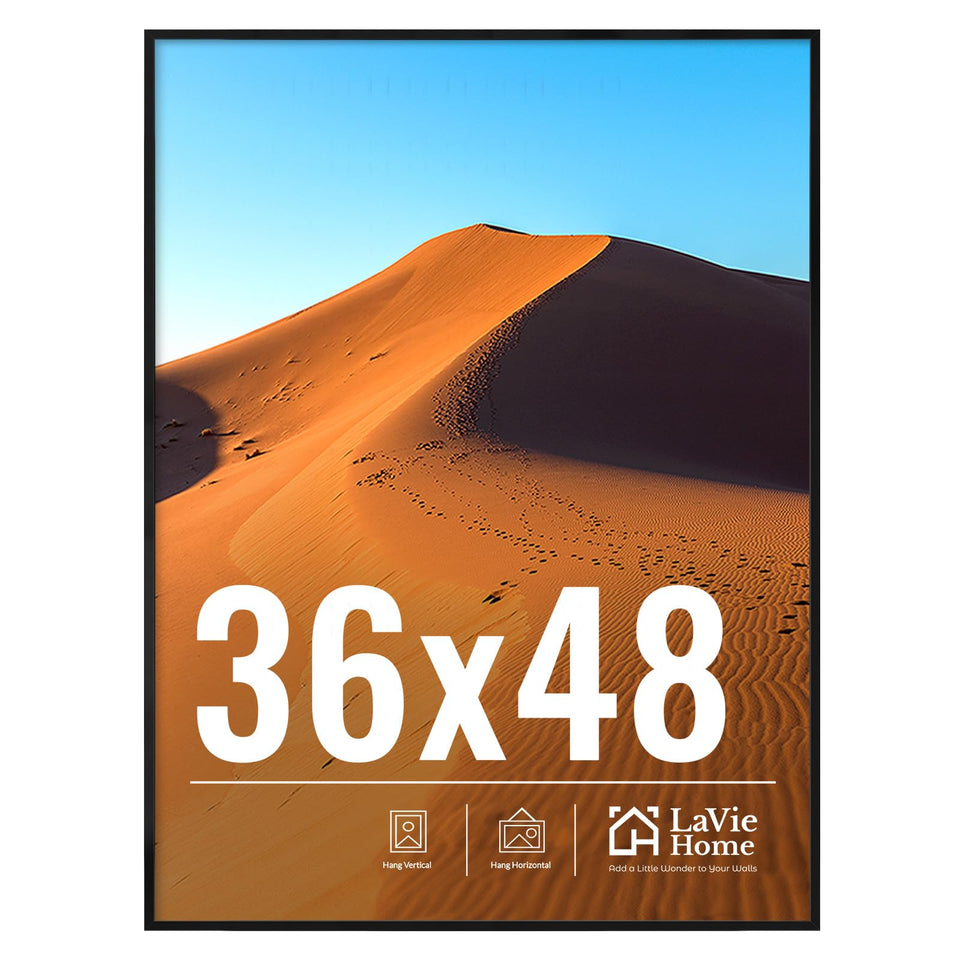 LaVie Home 36x48 frame front view in black, ideal for wall display.