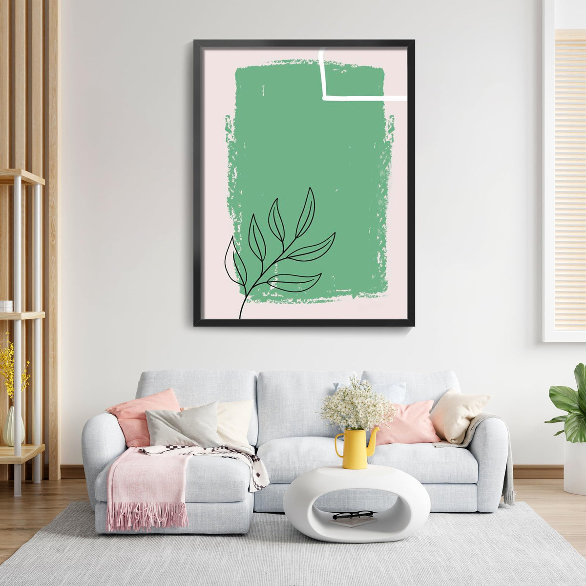 LaVie Home 36x48 frame on wall with photo display in living space.