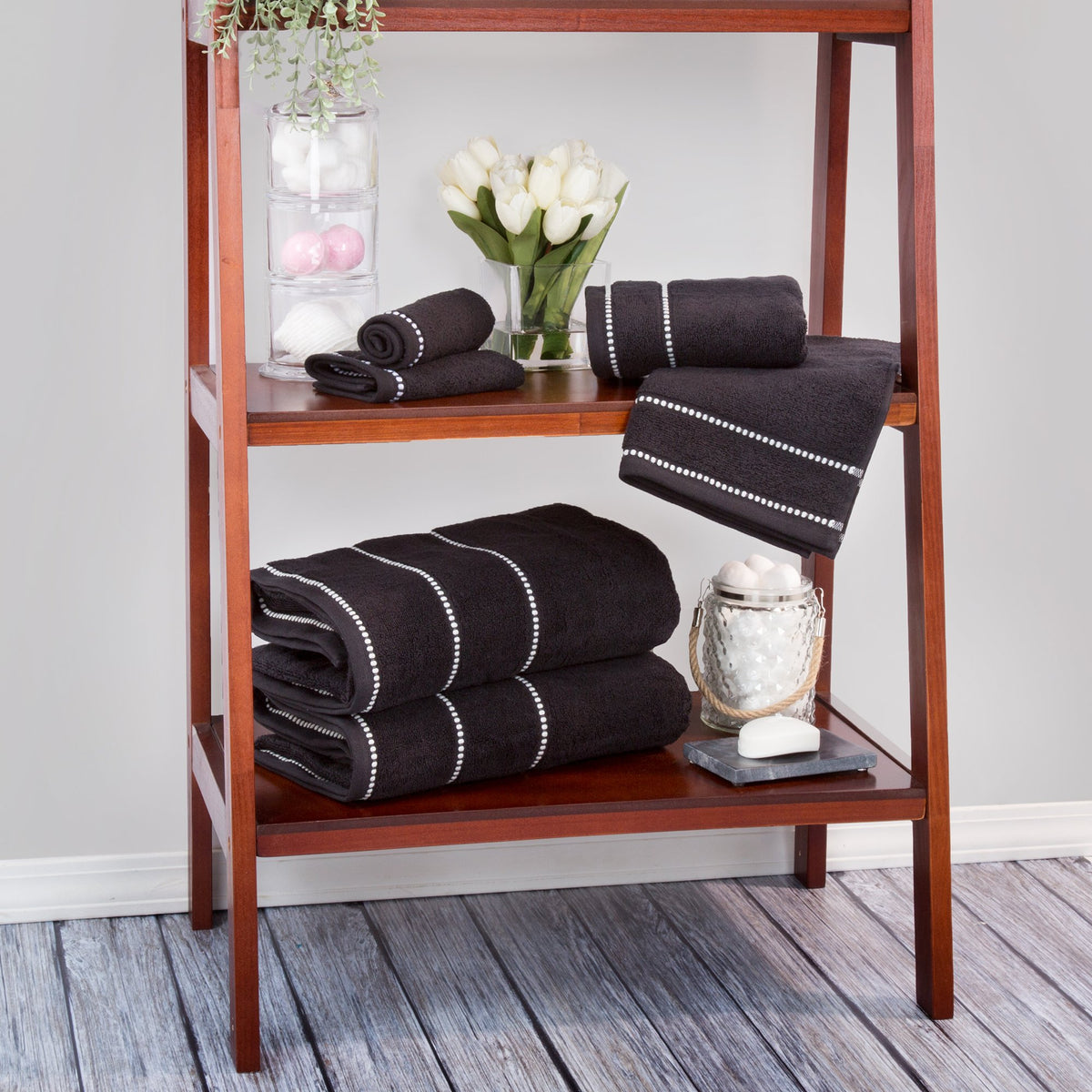 Lavish Home dorm bathroom setup with towels neatly arranged