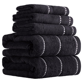 Lavish Home 6-Piece Black Towel Set in full view, plush and ready for daily use