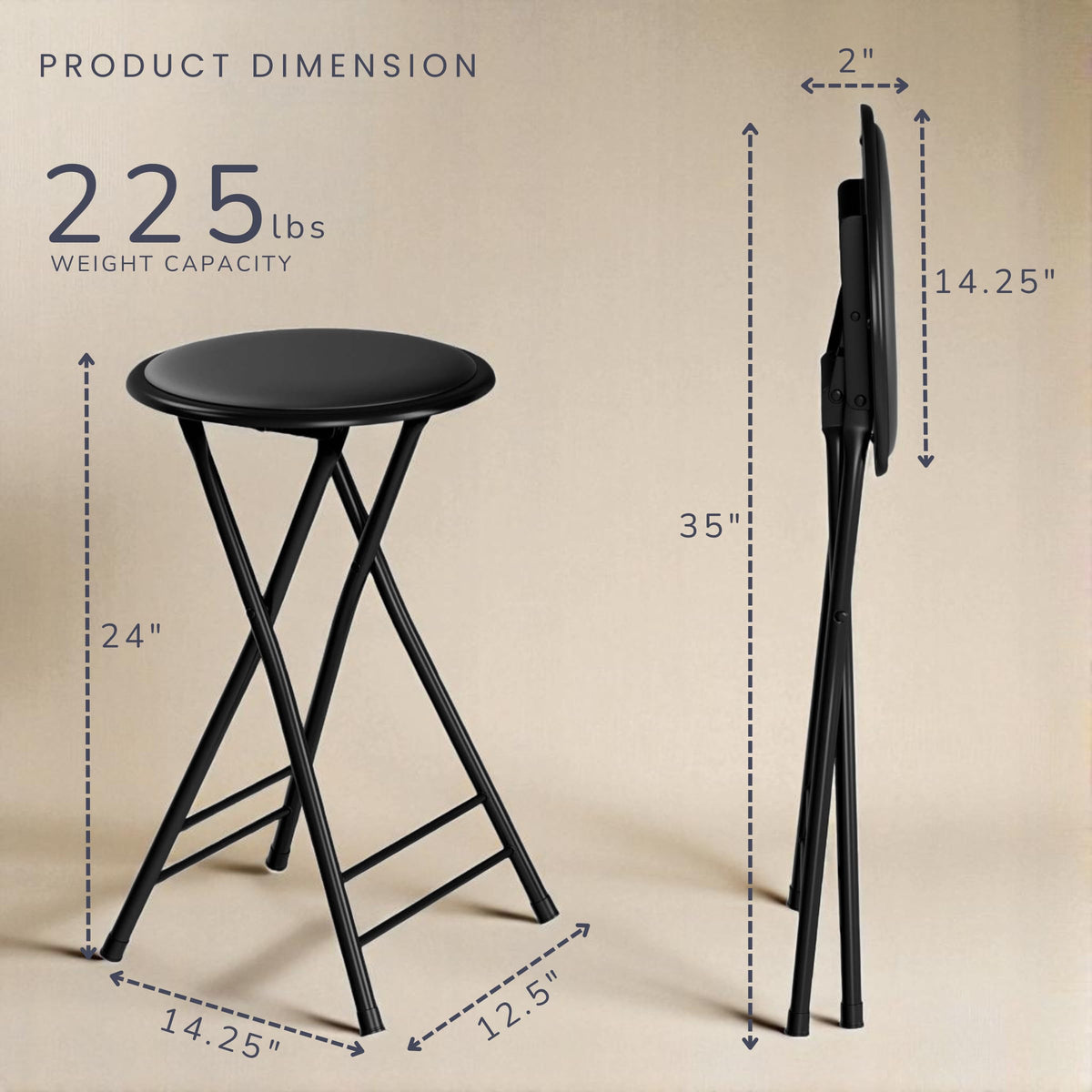 Lavish Home folding bar stool 225lb capacity ideal for kitchen island seating.