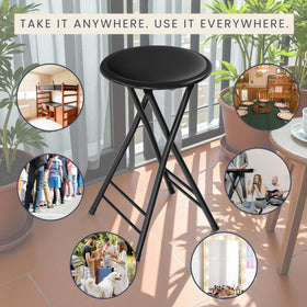 Spring-action lock on Lavish Home stool keeps it open during use.