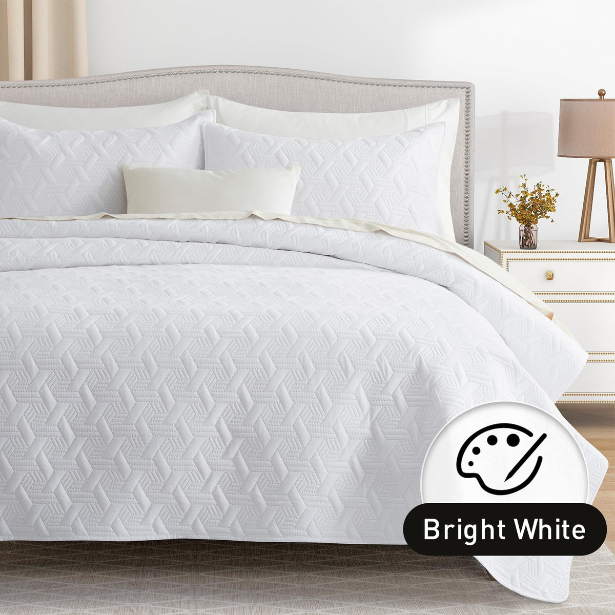 Lavsiry king-size pillow shams complete a coordinated, hotel-style bed look.
