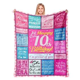 Lavua 10-year-old birthday blanket folded, showcasing soft-touch fabric perfect for gifting.
