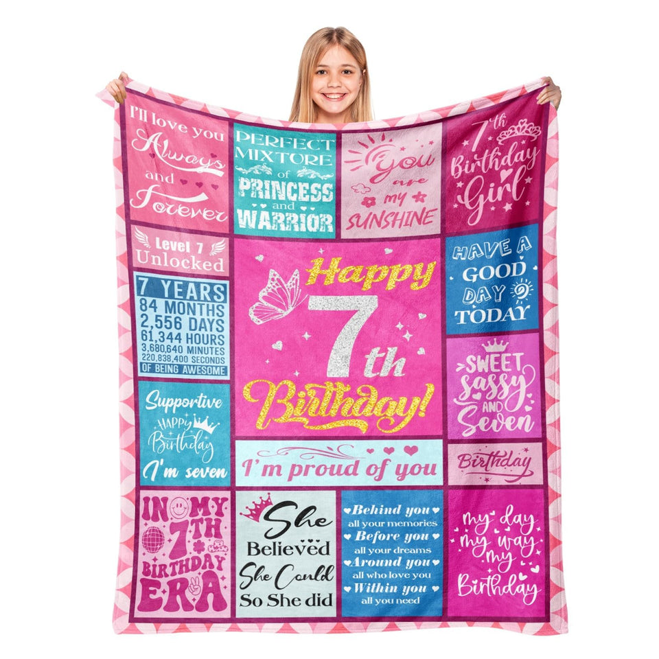 Lavua 7-year-old girl birthday blanket with a 50x60 size for cozy celebrations.