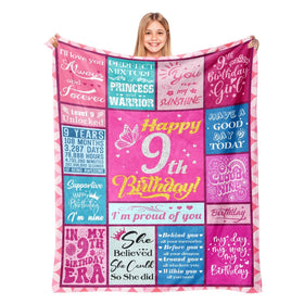 Lavua 9-year-old birthday blanket unfolded on a bed, cozy warmth for celebrations