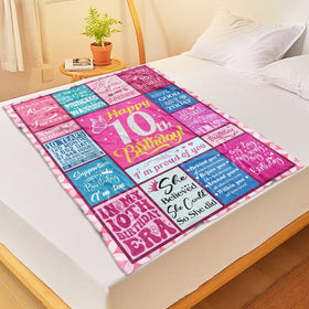Lavua birthday decorations theme blanket, celebrates double digits with keepsake.
