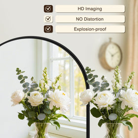 LAWADA vanity mirror with arched metal frame enhances bathroom style and durability